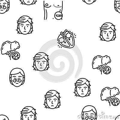 Disease Human Organ Vector Seamless Pattern Vector Illustration