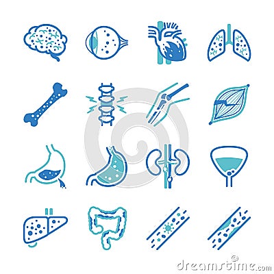 Disease icons set Vector Illustration