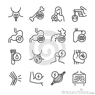 Disease, illness and sickness icon set Vector Illustration