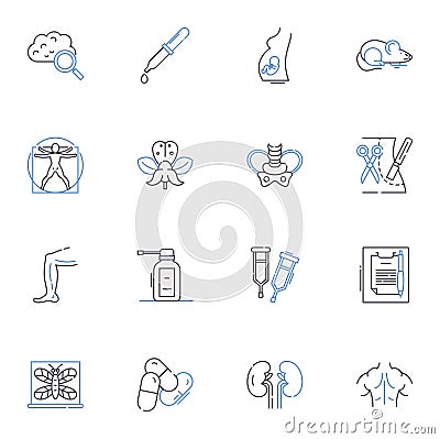 Disease prevention coaching line icons collection. Wellness, Health, Fitness, Immunity, Nutrition, Exercise, Motivation Vector Illustration