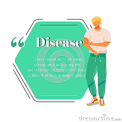 Disease symptom flat color vector character quote Vector Illustration