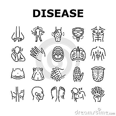 disease symptom health icons set vector Vector Illustration