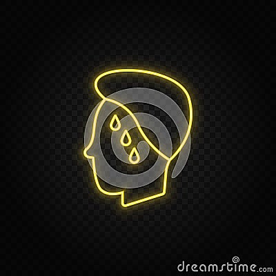 Diseases, blood, brain, injury yellow neon icon. Yellow neon vector icon. Transparent background Vector Illustration