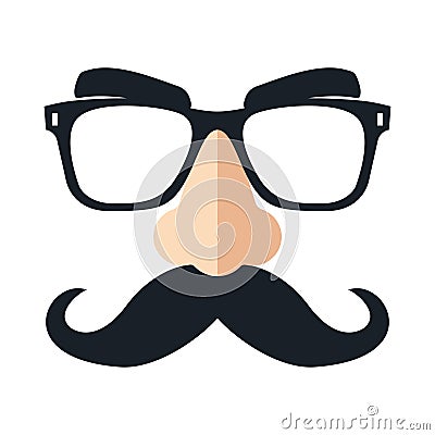 Disguise mask. Funny glasses. Vector Vector Illustration