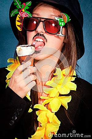 Disguised girl Stock Photo