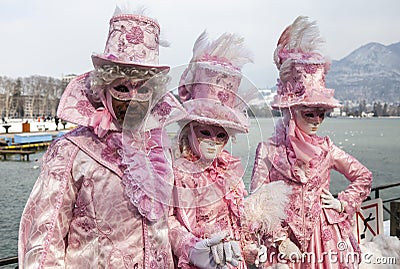 Disguised Group - Annecy Venetian Carnival 2013 Editorial Stock Photo