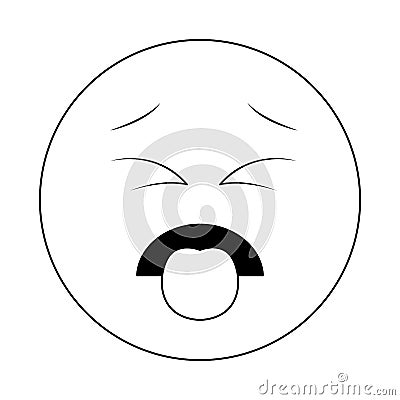 Disgust chat emoticon in black and white Vector Illustration