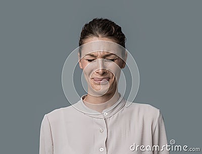 Disgusted woman Stock Photo