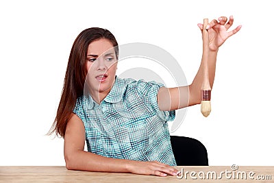 Disgusted woman Stock Photo