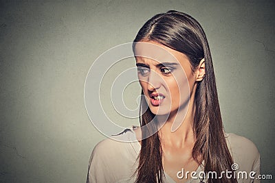 Disgusted woman Stock Photo