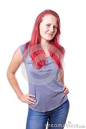 Disgusted young woman Stock Photo