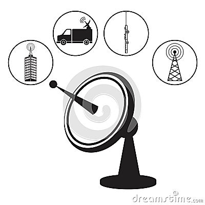 Dish antenna transmitter wireless Vector Illustration