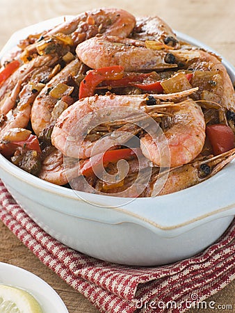 Dish of Cajun Shrimp Stock Photo