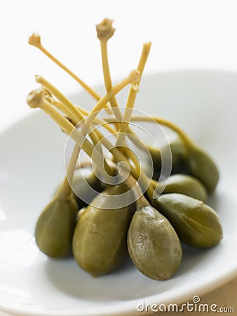 Dish of Caper Berries Stock Photo