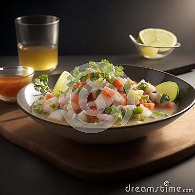 The dish Ceviche on the table Stock Photo