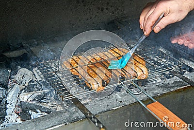 Dish from the chef grilled chicken from the professional Stock Photo