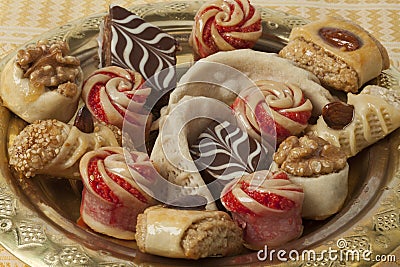 Dish with festive moroccan cookies Stock Photo