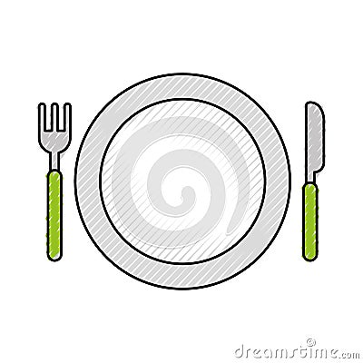 Dish with fork and knife Vector Illustration