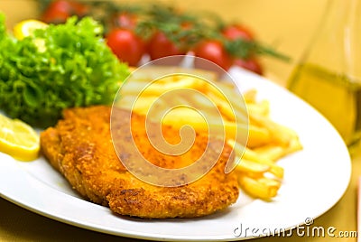 The dish full of meat -morsel of the veal crunchy Stock Photo