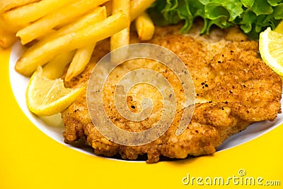 The dish full of meat - the veal crunchy chops Stock Photo