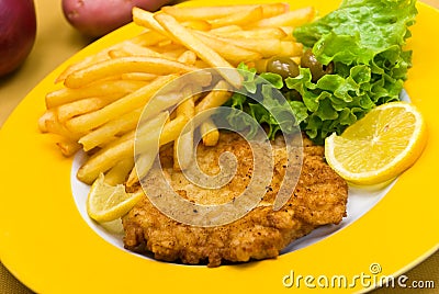 The dish full of meat - the veal crunchy chops Stock Photo