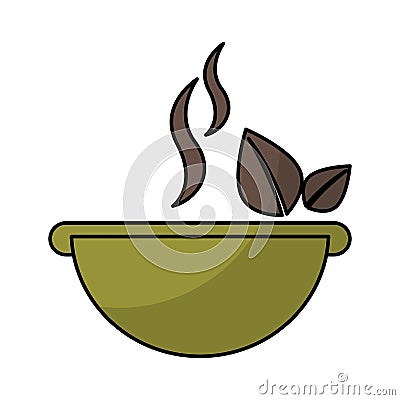 Dish with leafs healthy food Vector Illustration