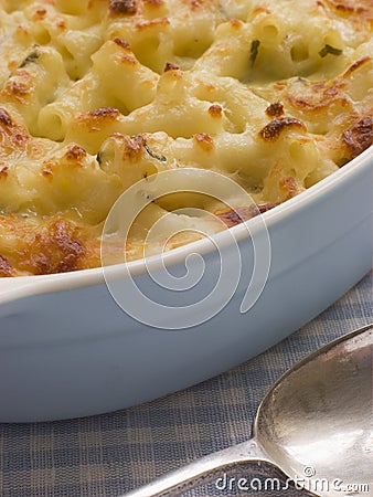 Dish of Macaroni Cheese Stock Photo