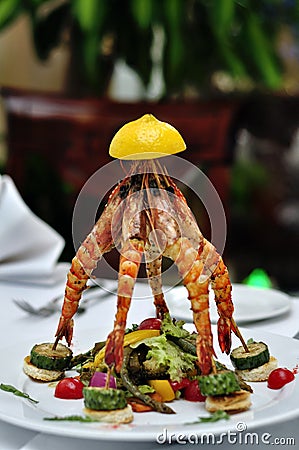 Dish made of lobsters Stock Photo
