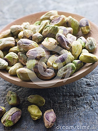 Dish of Pistachio Nuts Stock Photo