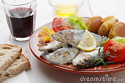 Dish of portuguese sardines Stock Photo