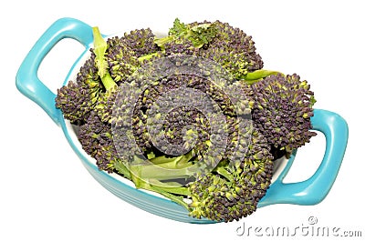 Dish Of Purple Headed Broccoli Stock Photo