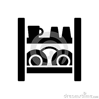 Black solid icon for Dish Rack, display and household Stock Photo