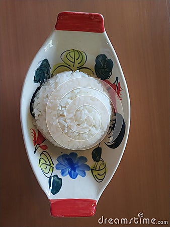 Dish rice grains circle lunch Stock Photo