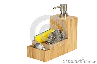 Dish soap bottle and sponge Stock Photo