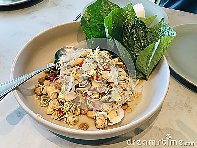 Dish of spicy lemongrass salad. Stock Photo