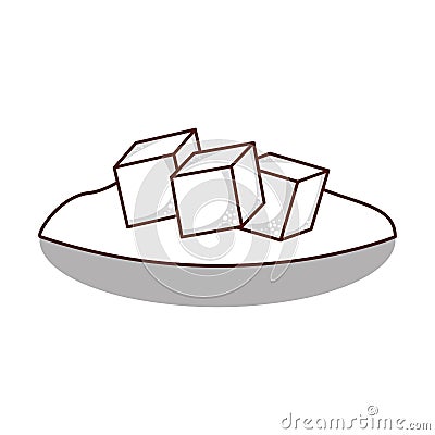 Dish with sugar cubes Vector Illustration