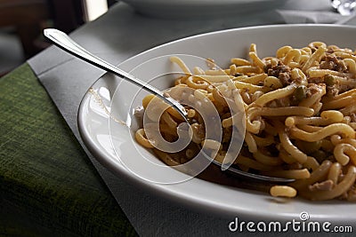 Dish of Traditional Italian pasta Stock Photo