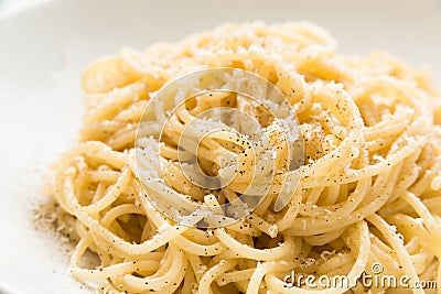Pasta cacio & pepe Stock Photo