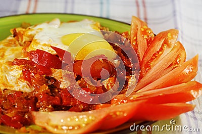 Dish of vegetables and eggs Stock Photo