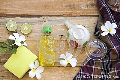 Dish washing liquid extract herbal lemon for clean Stock Photo