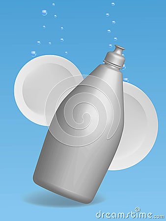 Dish washing liquid soap product. Plastic bottle. Stock vector illustration Stock Photo