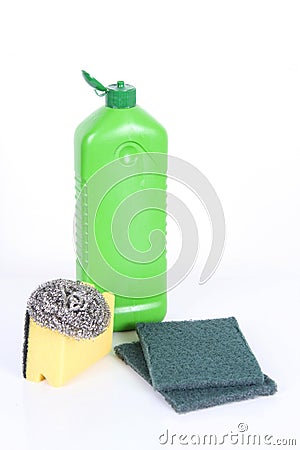 Dish washing tools Stock Photo