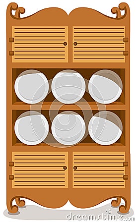 Dishes in the cupboard Vector Illustration
