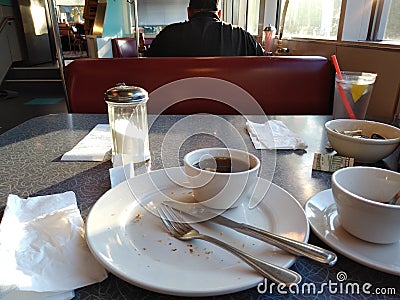 Diner, Typical American Diner, Finished Meal, Tip Editorial Stock Photo