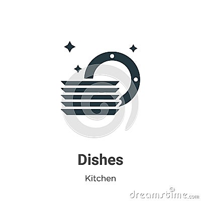 Dishes vector icon on white background. Flat vector dishes icon symbol sign from modern kitchen collection for mobile concept and Vector Illustration