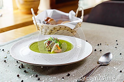 Dishes: Vegetable t supper to create a restaurant menu with fine dining cuisine Stock Photo
