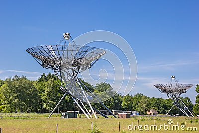 Dishes of the Westerbork Synthesis Radio Telescope in Drenthe Editorial Stock Photo