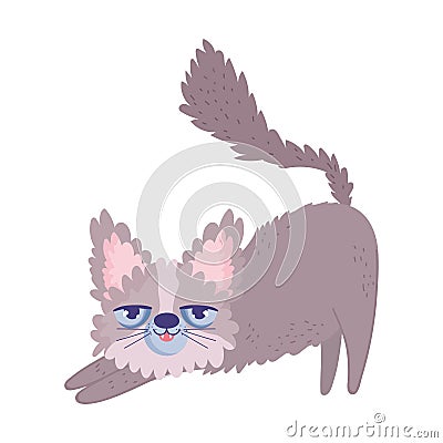 Disheveled cat cartoon feline character pets Vector Illustration