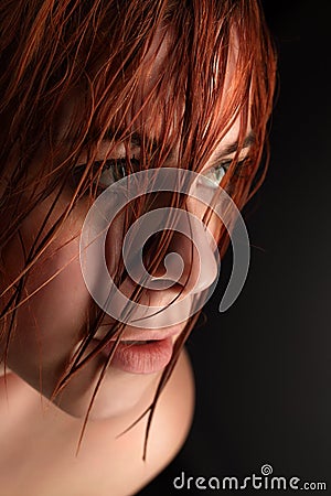 Dishevelled beauty woman Stock Photo