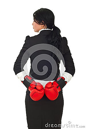 Dishonest business woman waiting Stock Photo